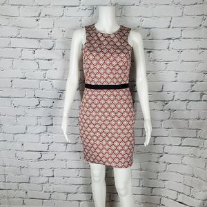 Robert Rodriguez Red Pattern Sheath Dress